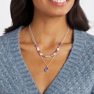 Kivia fr Stitch Fix Elegant Purple and Silver Necklace Set of 5 - Chains 20 in.